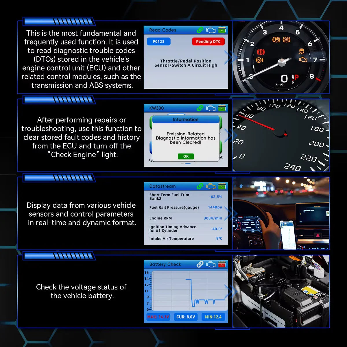 KONNWEI KW330 – OBD2/EOBD felkodsläsare (Enhanced Handheld Automotive Engine Analyzer) - Felkodsläsare