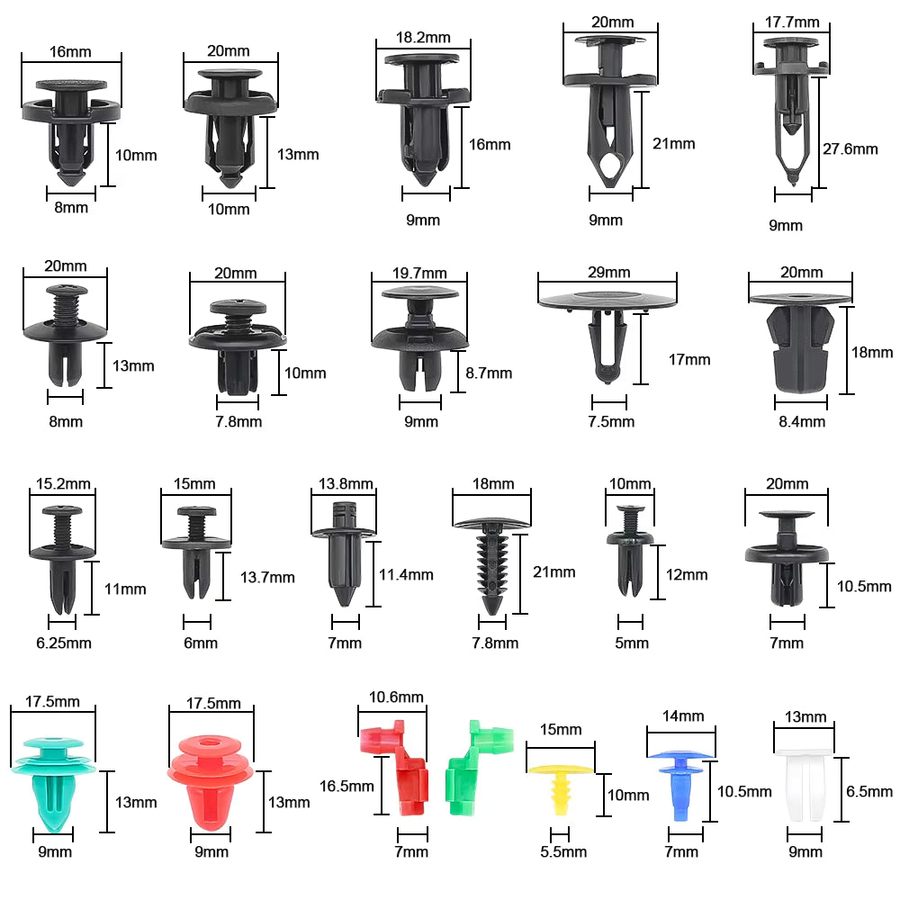 680 delar plastclips / push retainers för bil – panelclips till dörrsidor, list & inredning