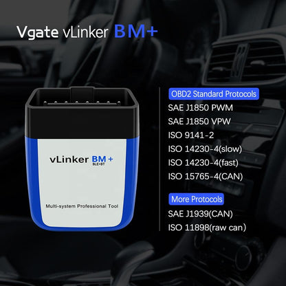 Vgate VLinker BM+ Trådlös BT4.0 OBD2 Kodläsare för Android iOS