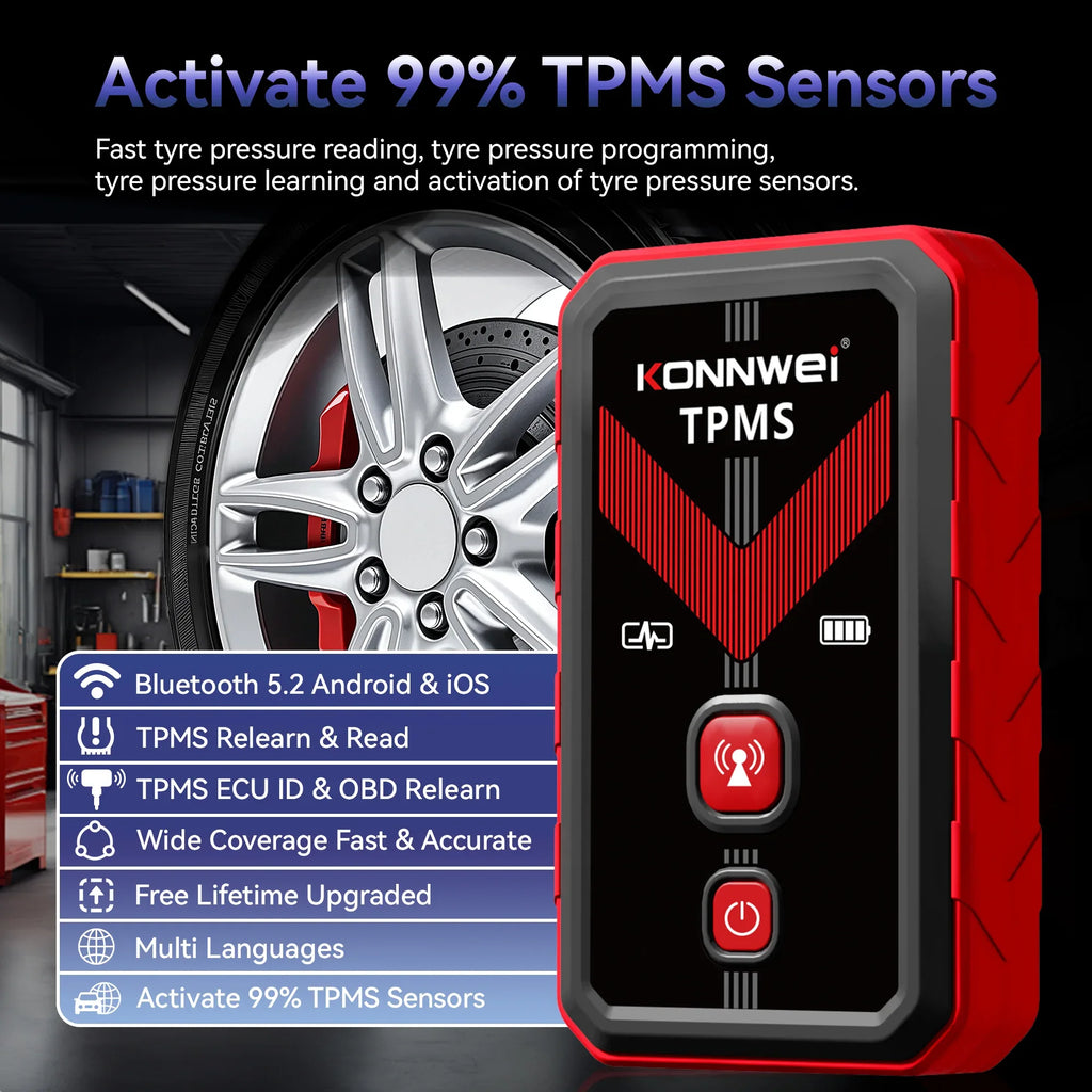 KONNWEI TK100 TPMS-programmeringsverktyg (TPMS Program Tool) - Felkodsläsare