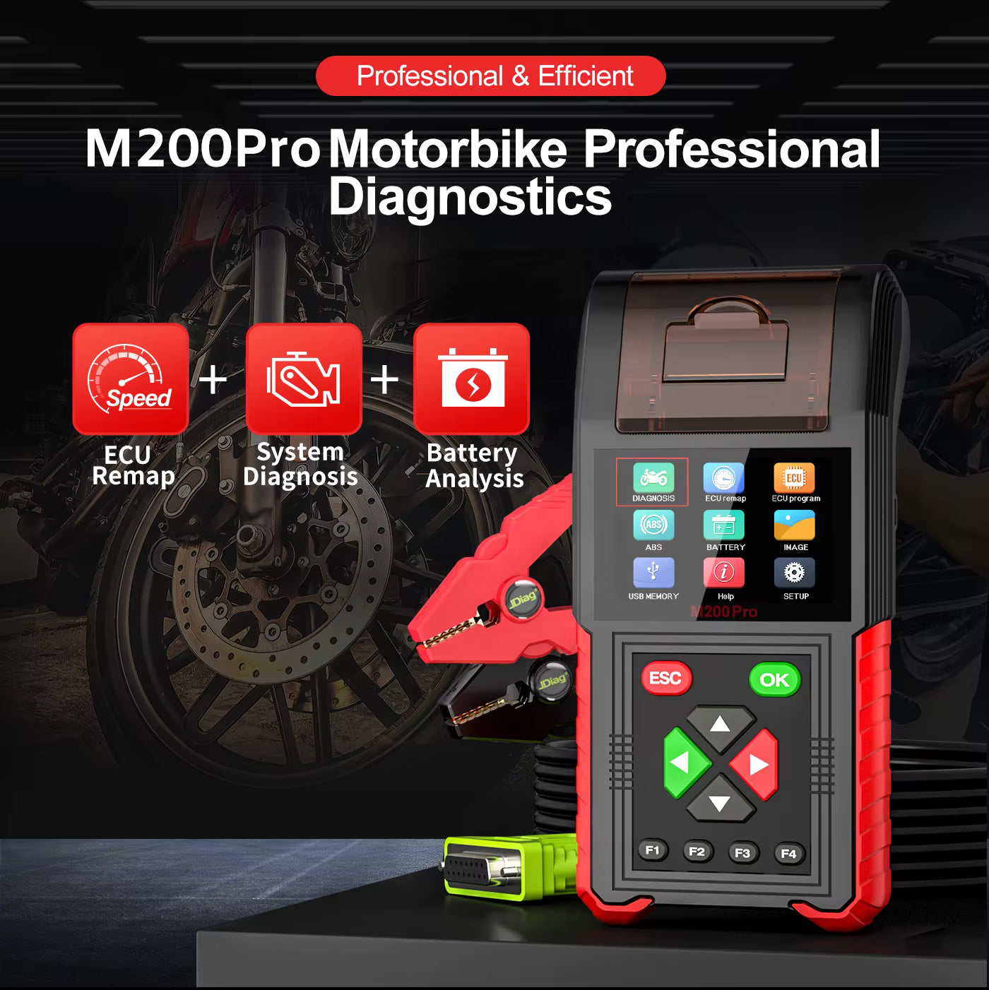 JDiag M200 Pro – MC-diagnosverktyg med ECU remap/programmering