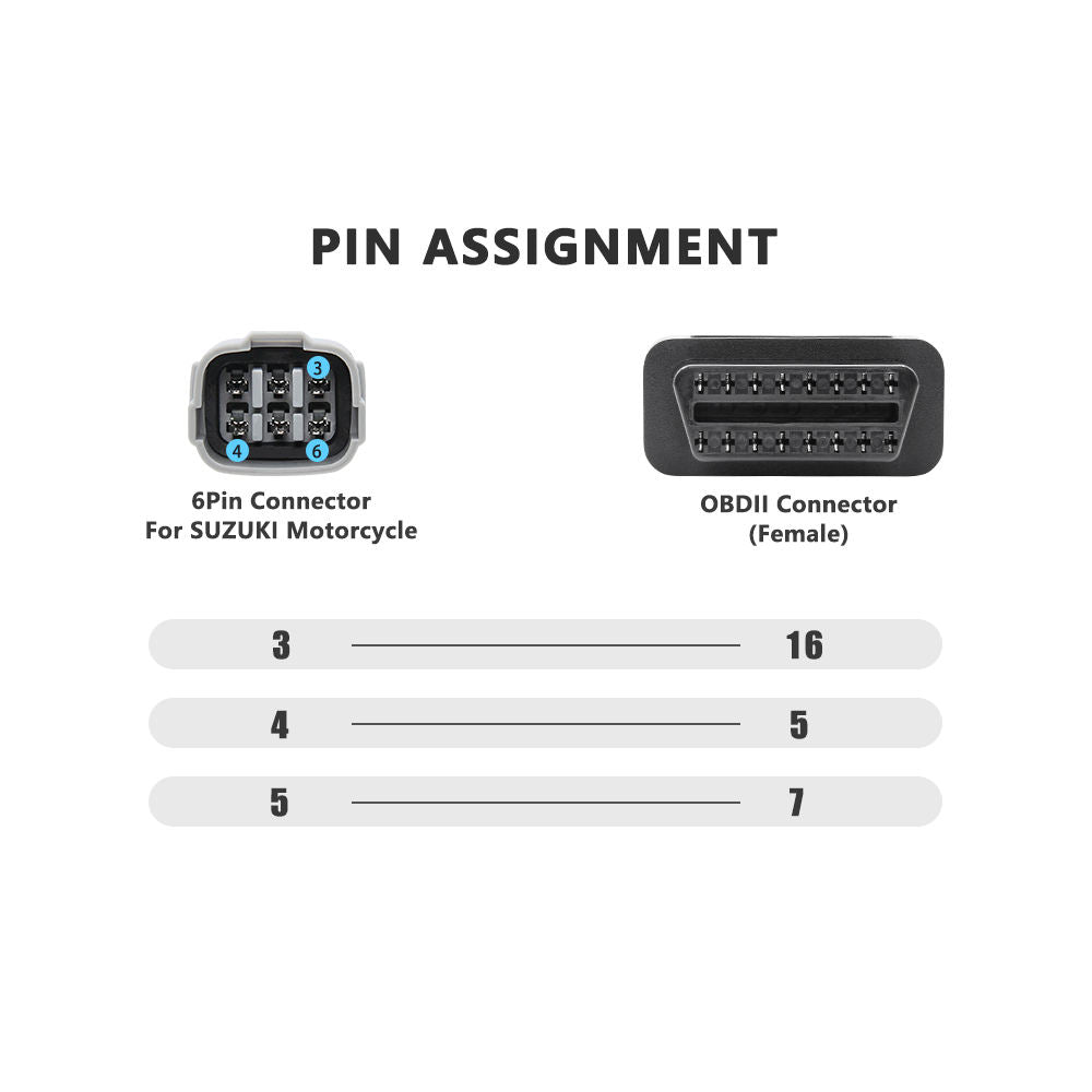 Motorkabel för Suzuki 6pin Adapter till 16pin OBD2 Connector