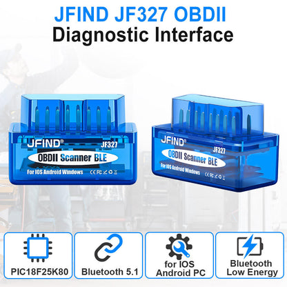 Universal Bil Kodläsare JFIND JF327 OBD2 Skanner BLE Bluetooth BT5.1