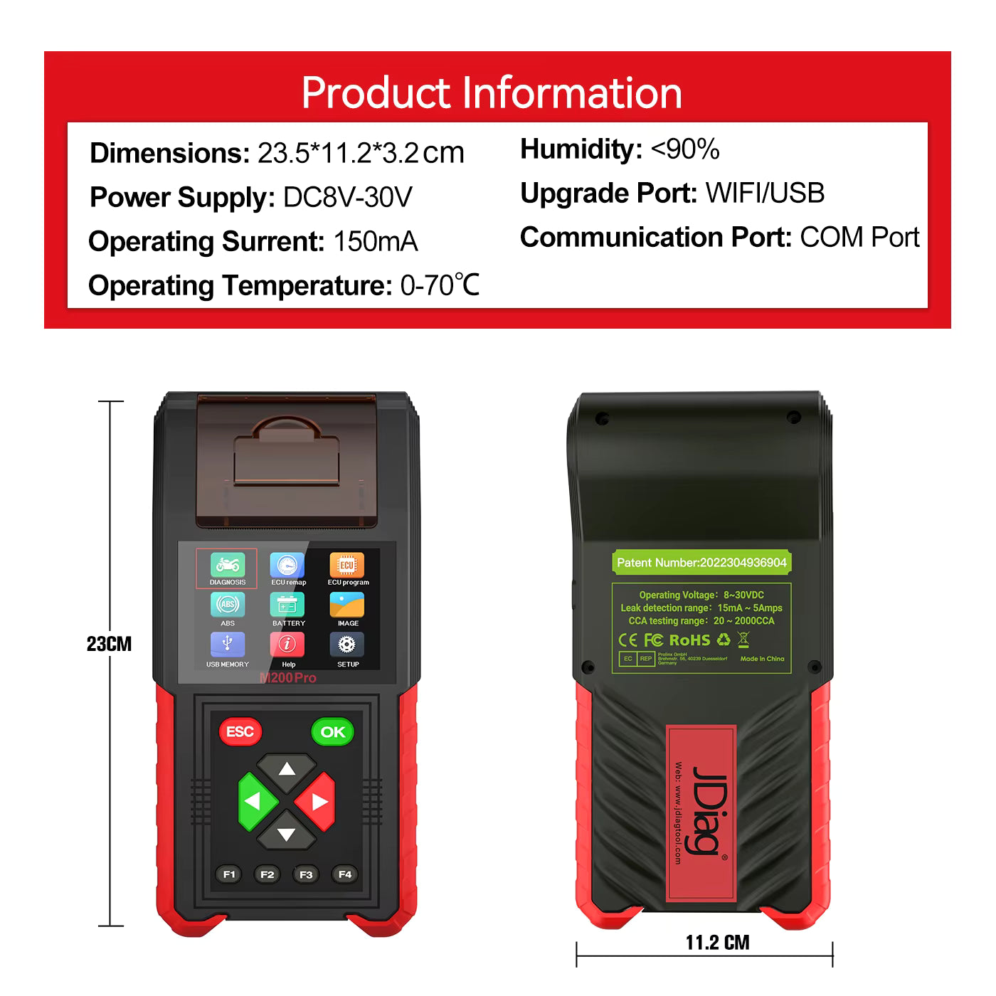 JDiag M200 Pro – MC-diagnosverktyg med ECU remap/programmering