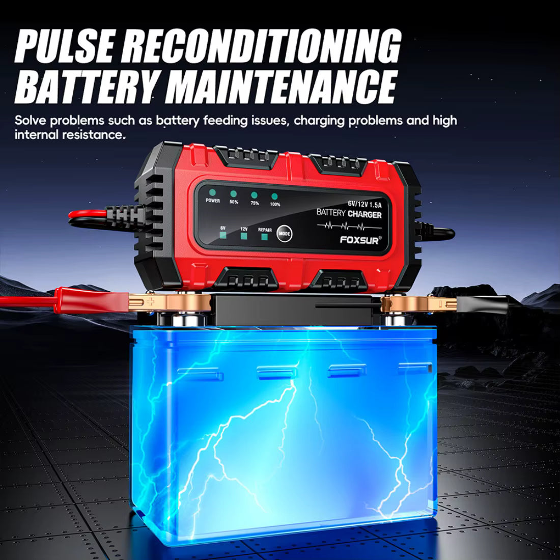 FOXSUR 6V/12V Smart Batteriladdare – Automatisk & Säker