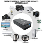 200W Bilväxelriktare med 2 AC Uttag och 4 USB-portar
