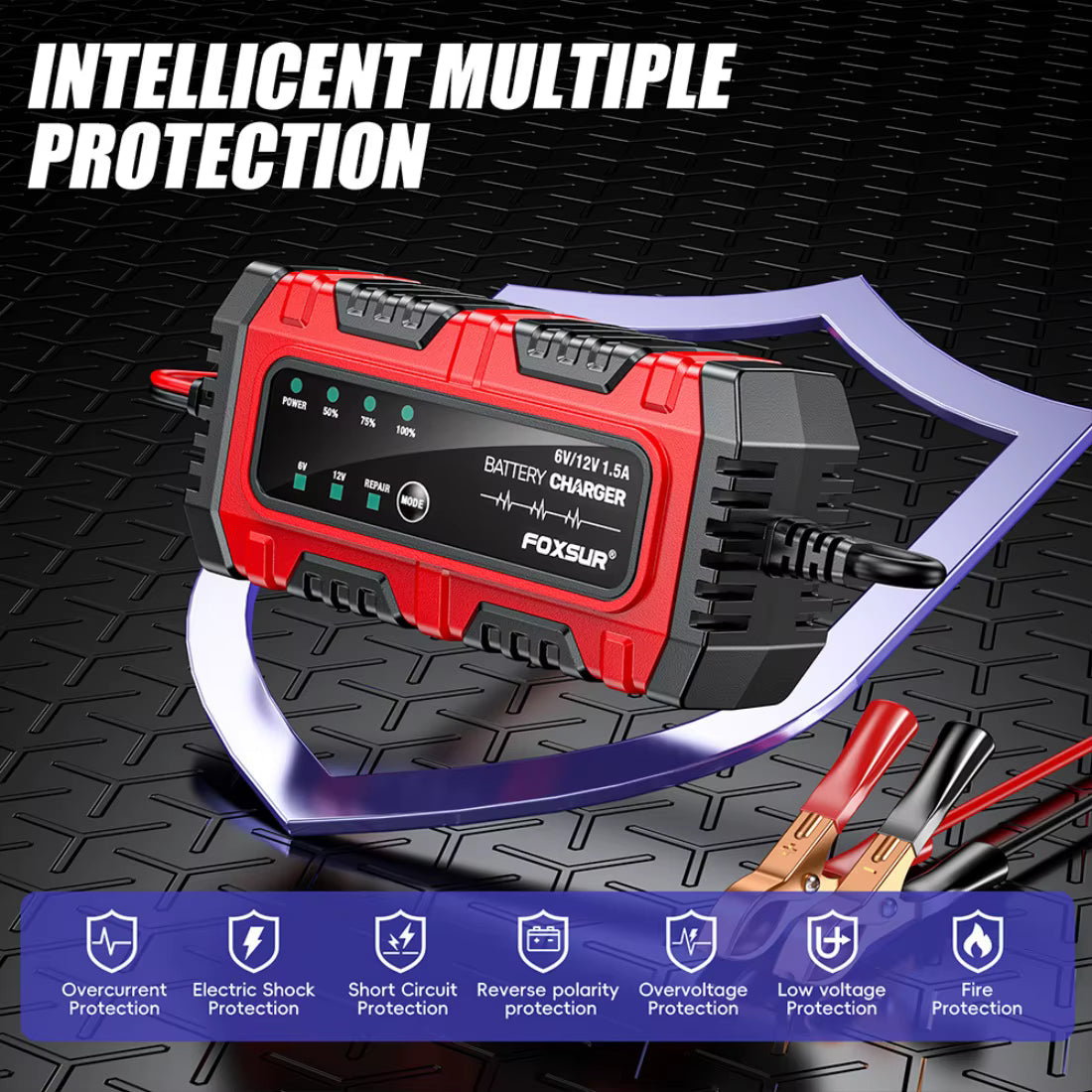 FOXSUR 6V/12V Smart Batteriladdare – Automatisk & Säker