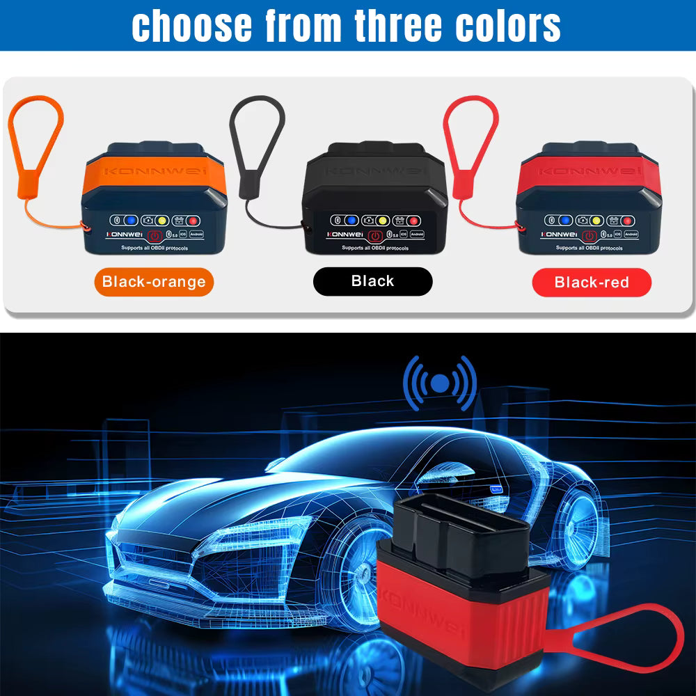 Original Konnwei KW905 OBD2 Bilscanner – ELM327 V1.5 med Bluetooth 5.0