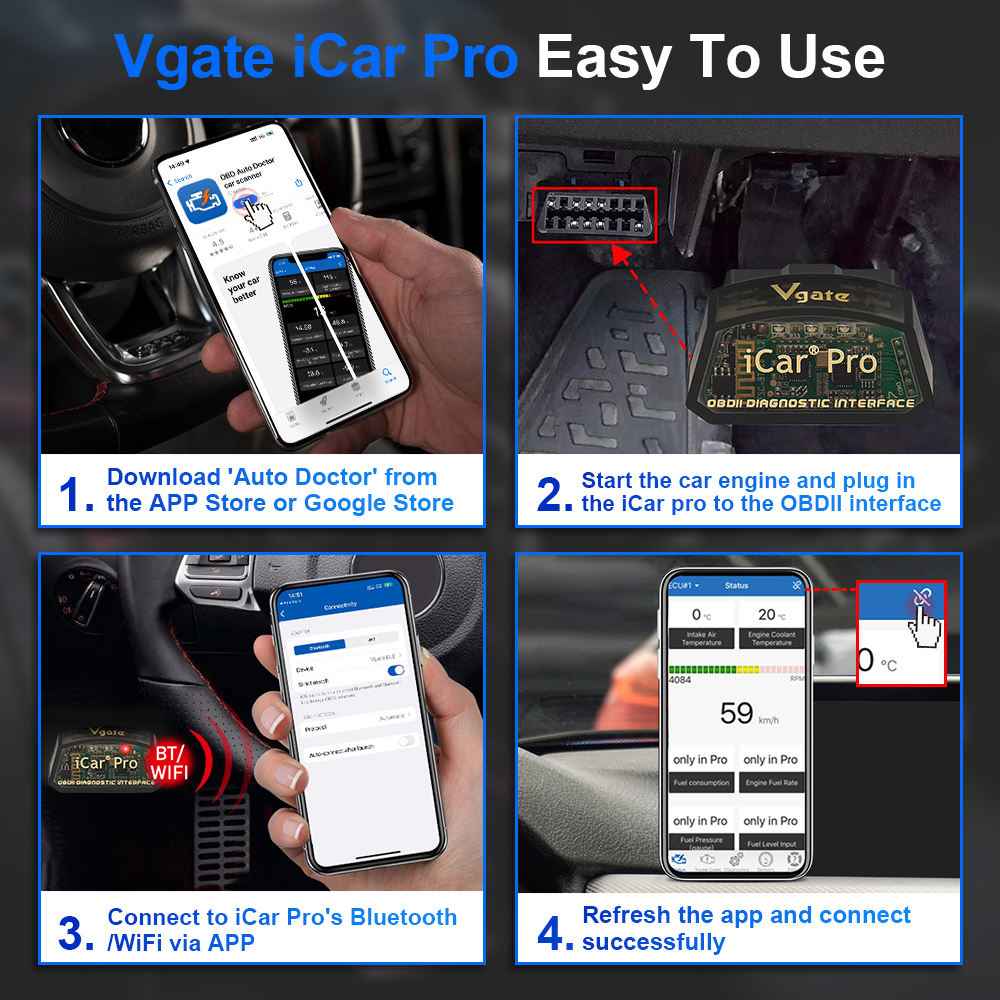 Vgate iCar Pro Wireless BT BLE 4.0 OBD2 Kodläsare
