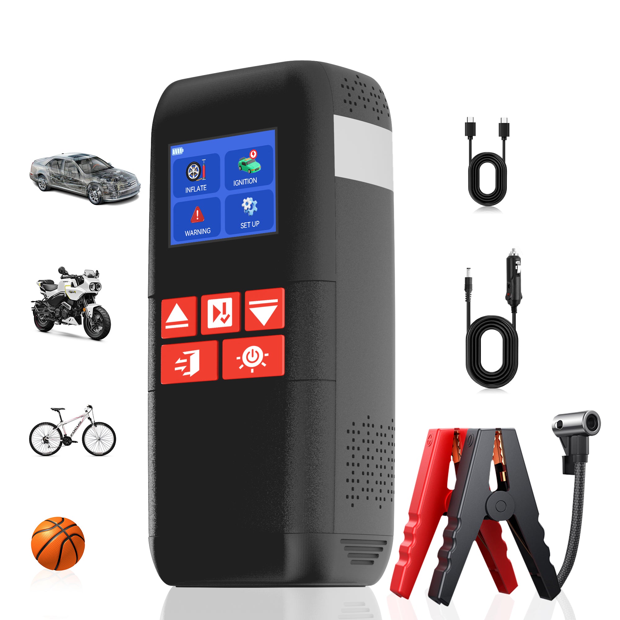 KONNWEI SA500 2000A 12V – startbooster med kompressor + powerbank