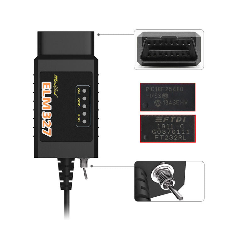 Elm327 USB Adapter med Switch för Ford
