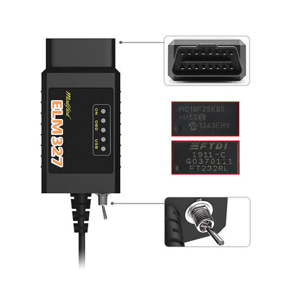 Elm327 USB Adapter med Switch för Ford