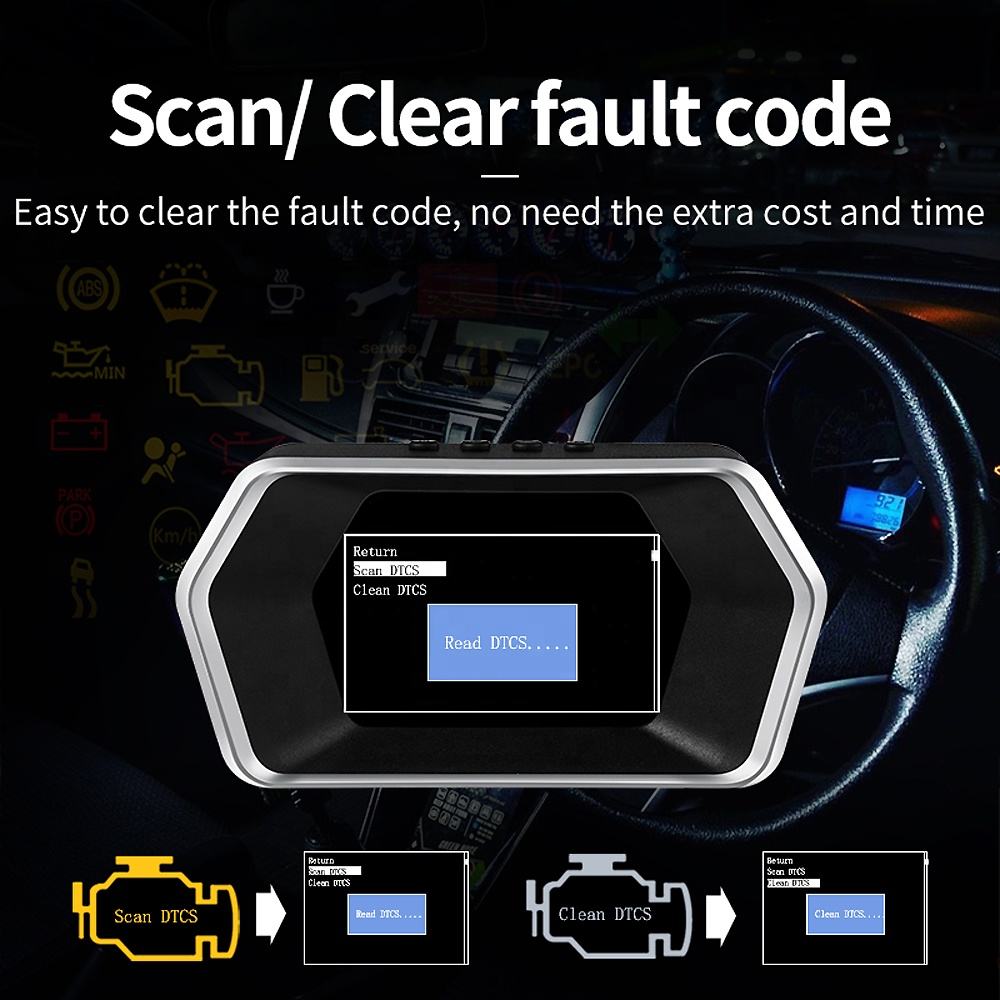 Dual System Car OBD HUD P17 - Driving Speed RPM Voltage Display