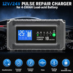 Pulse Repair 12V 10A & 24V 5A Batteriladdare med LCD Display Tillbehör