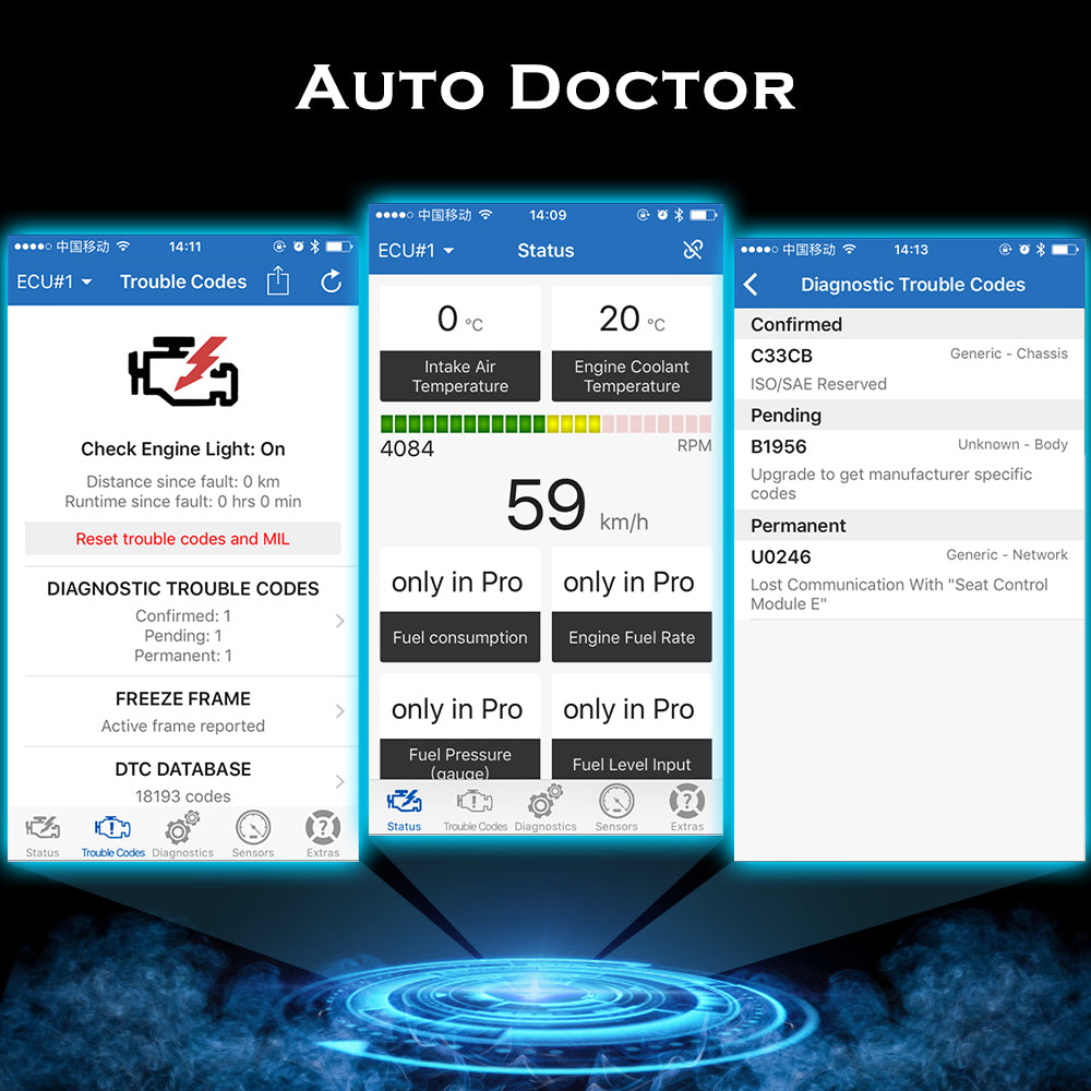Konnwei KW901 OBD2 EOBD Diagnosverktyg – Trådlös BT5.0 ELM327 V1.5 – För iOS, Android & Windows