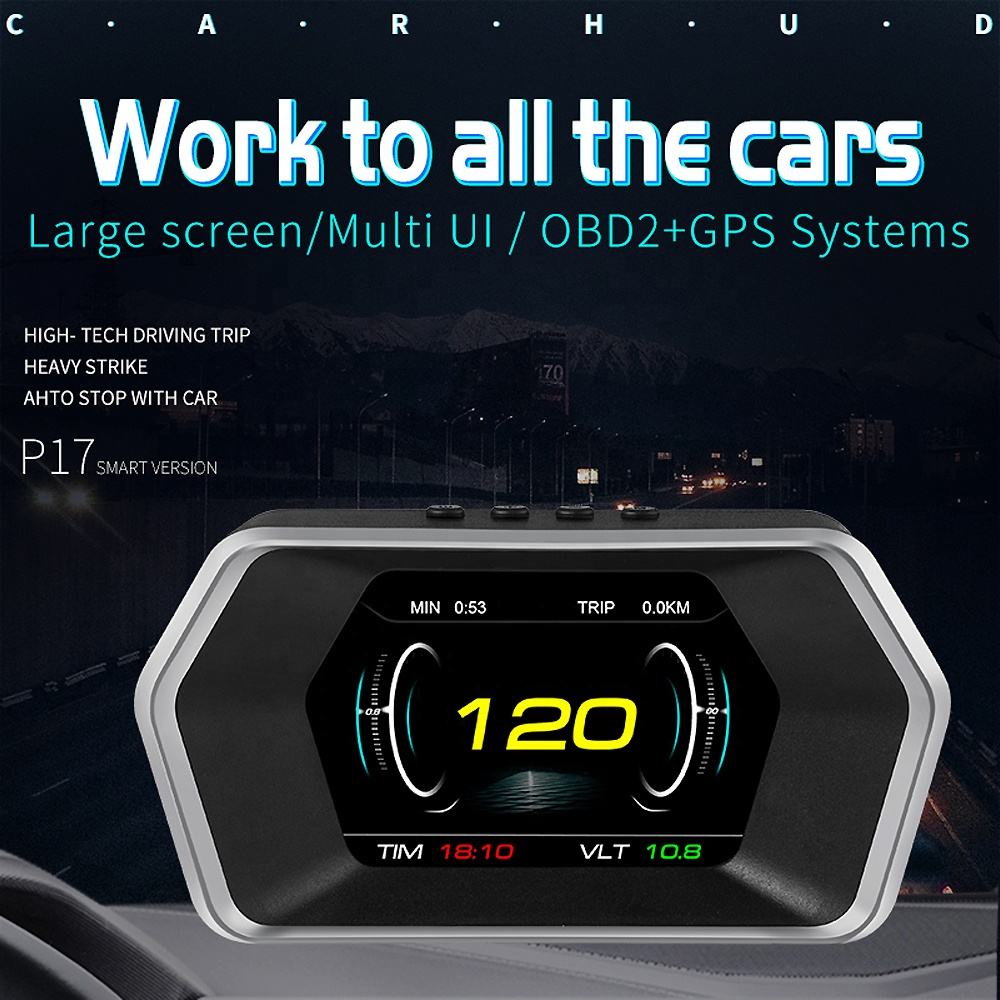Dual System Car OBD HUD P17 - Driving Speed RPM Voltage Display