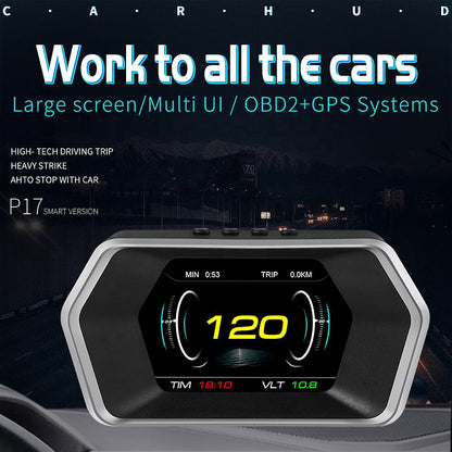 Dual System Car OBD HUD P17 - Driving Speed RPM Voltage Display
