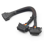 30cm OBD2 Elbow Extensionkabel med 1 hane till 2 honor Adapterkabel