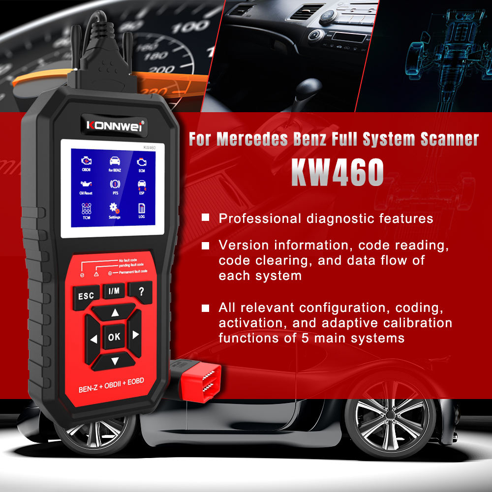 Konnwei KW460 OBD2 Bil Diagnos Scanner för Mercedes