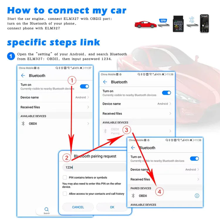 Mini OBD2 Scanner BT4.0 (ELM327) - Felkodsläsare