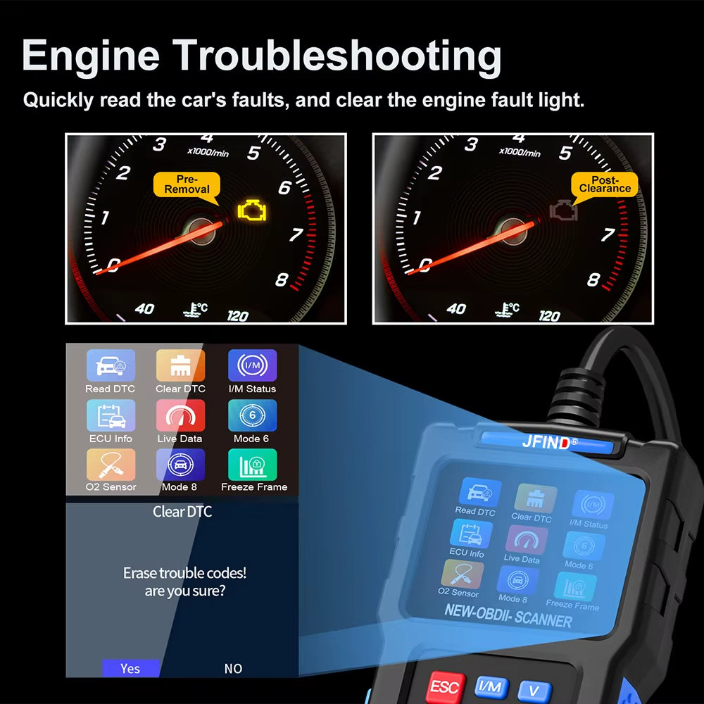 Felkodsläsare - JFIND JF700 OBD2 Diagnosverktyg