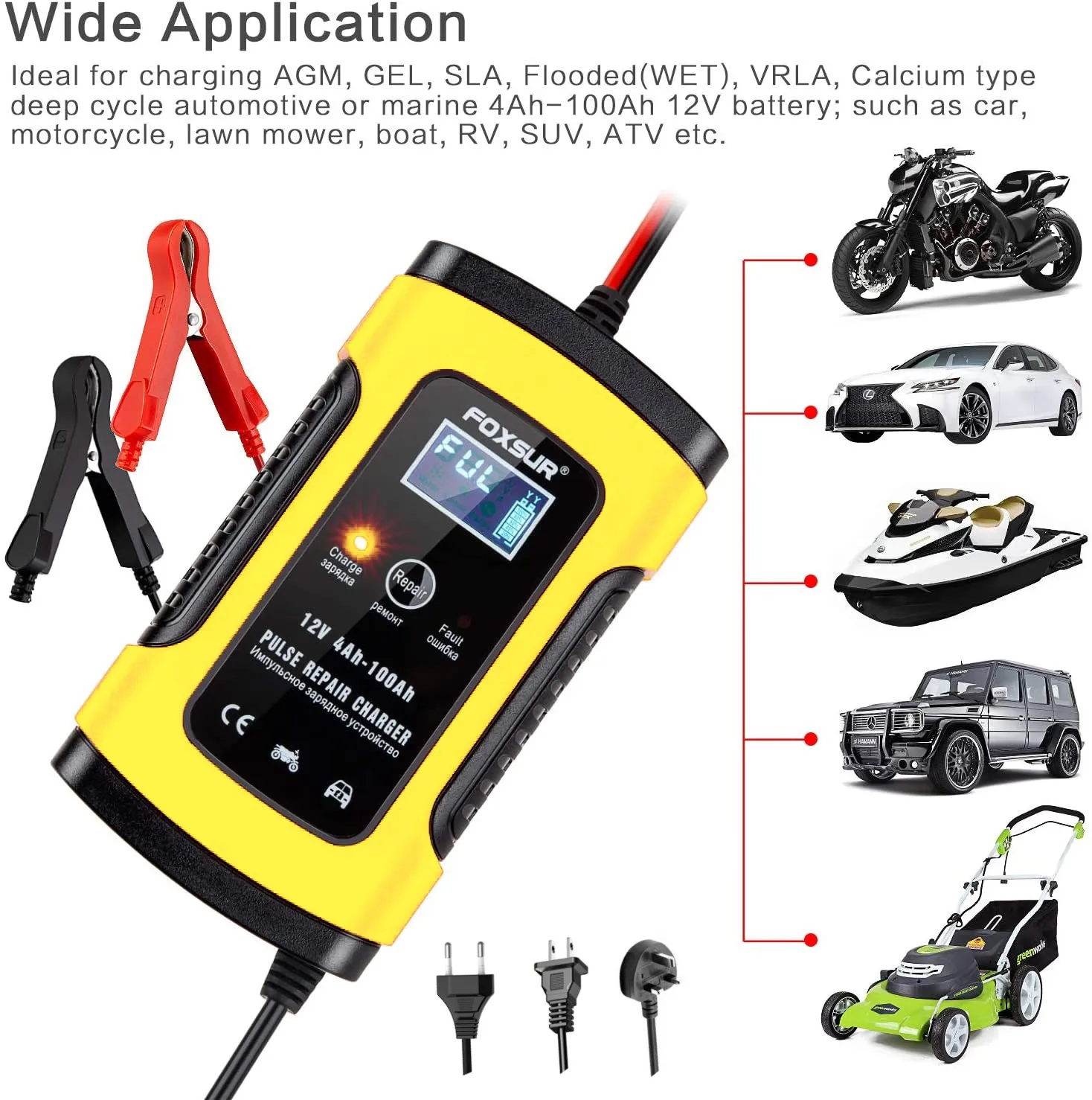 Mini Portable LCD 12V Bilbatteriladdare 12V 5A Tillbehör