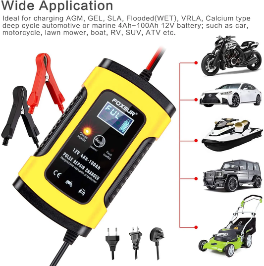 Mini Portable LCD 12V Bilbatteriladdare 12V 5A