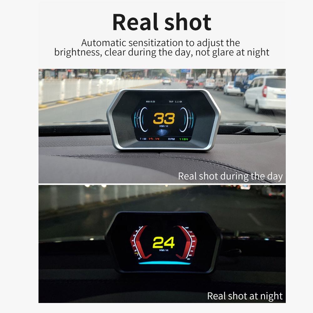 Dual System Car OBD HUD P17 - Driving Speed RPM Voltage Display