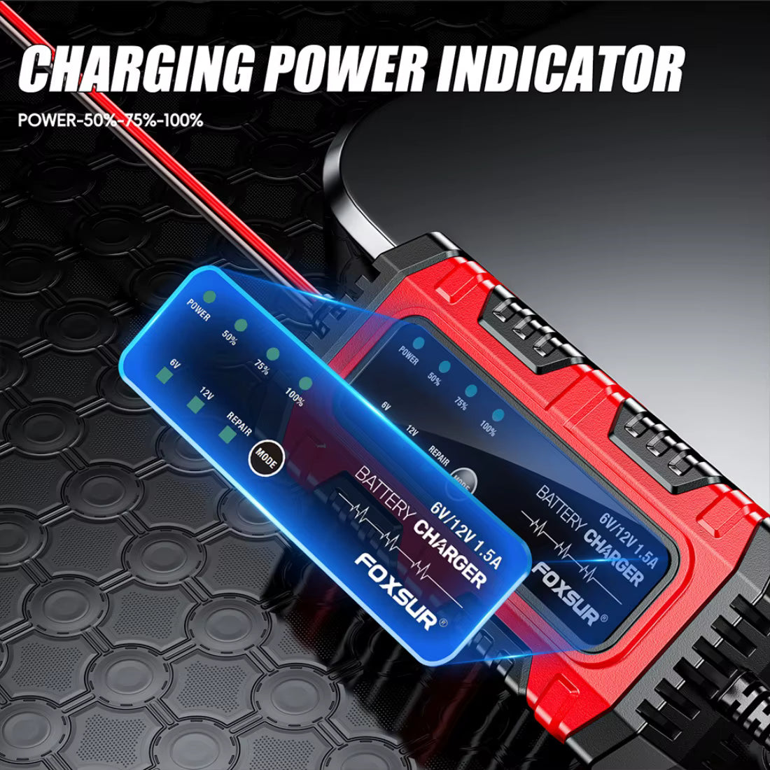 FOXSUR 6V/12V Smart Batteriladdare – Automatisk & Säker