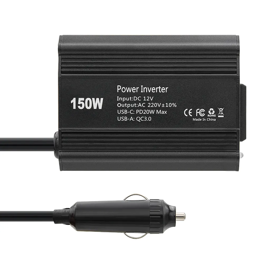 150W Bilomvandlare med Typ-C PD och USB QC3.0