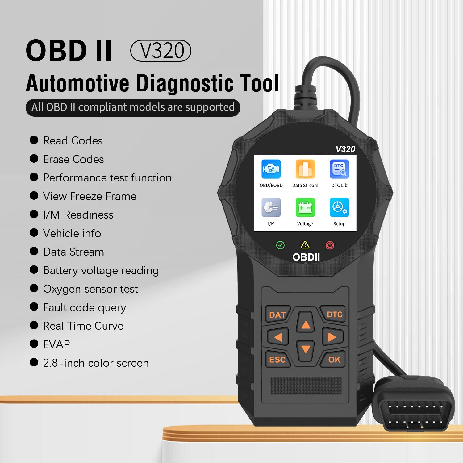 Hot Car Scanner V320 - OBD Diagnostik med 12 Funktioner