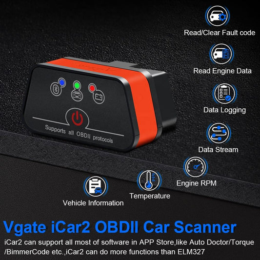 Vgate iCar2 Bluetooth OBD2 Code Reader – Stödjer alla OBDII-protokoll