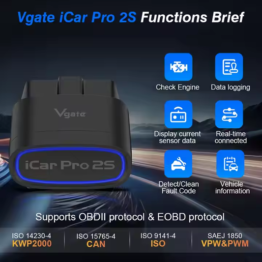 ELM327 Vgate iCar Pro 2S V2.3 BT5.3 Trådlös OBD2 Scanner