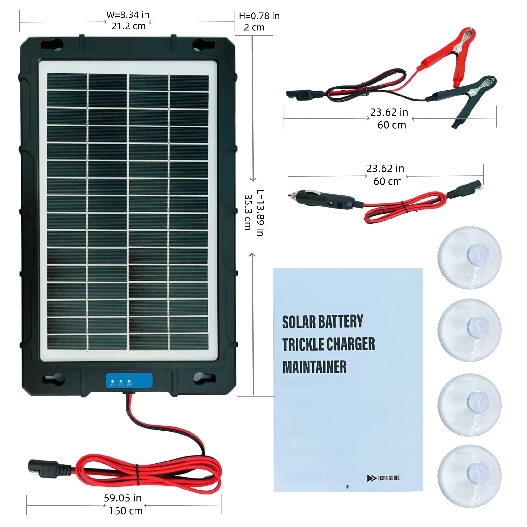 Portabel vattentät solpanel för 12V batteri - 12 Watt