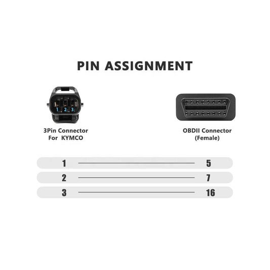 OBD2 Kabel för Motorcykel 3PIN till 16PIN OBD2 Adapter