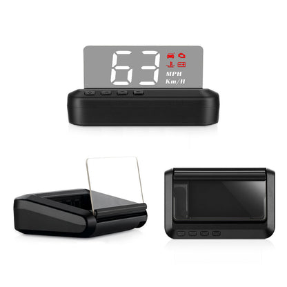 3 Tum C100 Speedometer Alarm Bil HUD Trådlös Head-Up Display OBD2