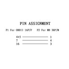 Adapterkabel - Mercedes Benz 38-pin male till OBD2