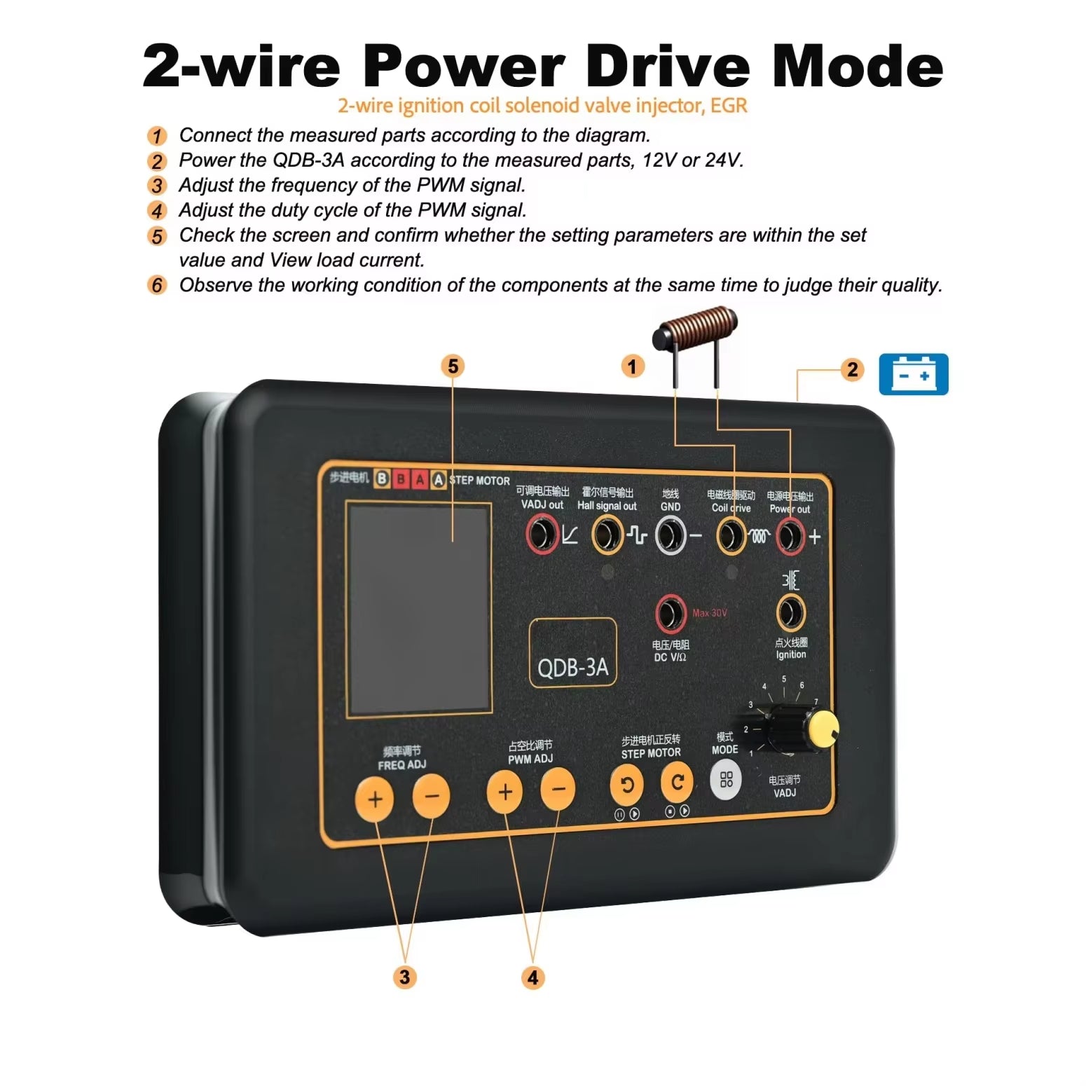 Automobile Ignition Coil Tester QDB-3A – Multiverktyg för bilens styr- och sensorkomponenter Testverktyg