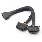 30cm OBD2 Elbow Extensionkabel med 1 hane till 2 honor Adapterkabel
