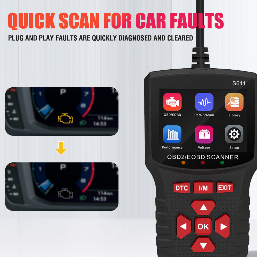 OBD2 Scanner S611 - Diagnostikverktyg för Bil
