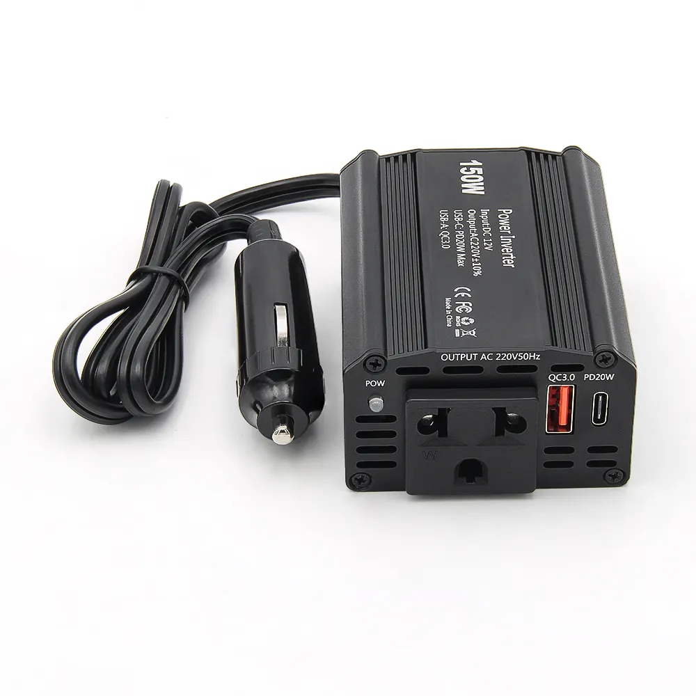 150W Bilomvandlare med Typ-C PD och USB QC3.0