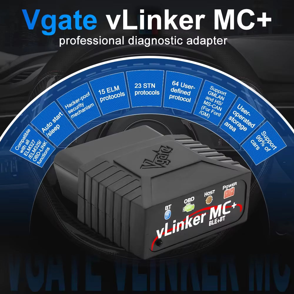 Vgate VLinker MC+ BLE 4.0 V2.2 – iOS/Android/Windows