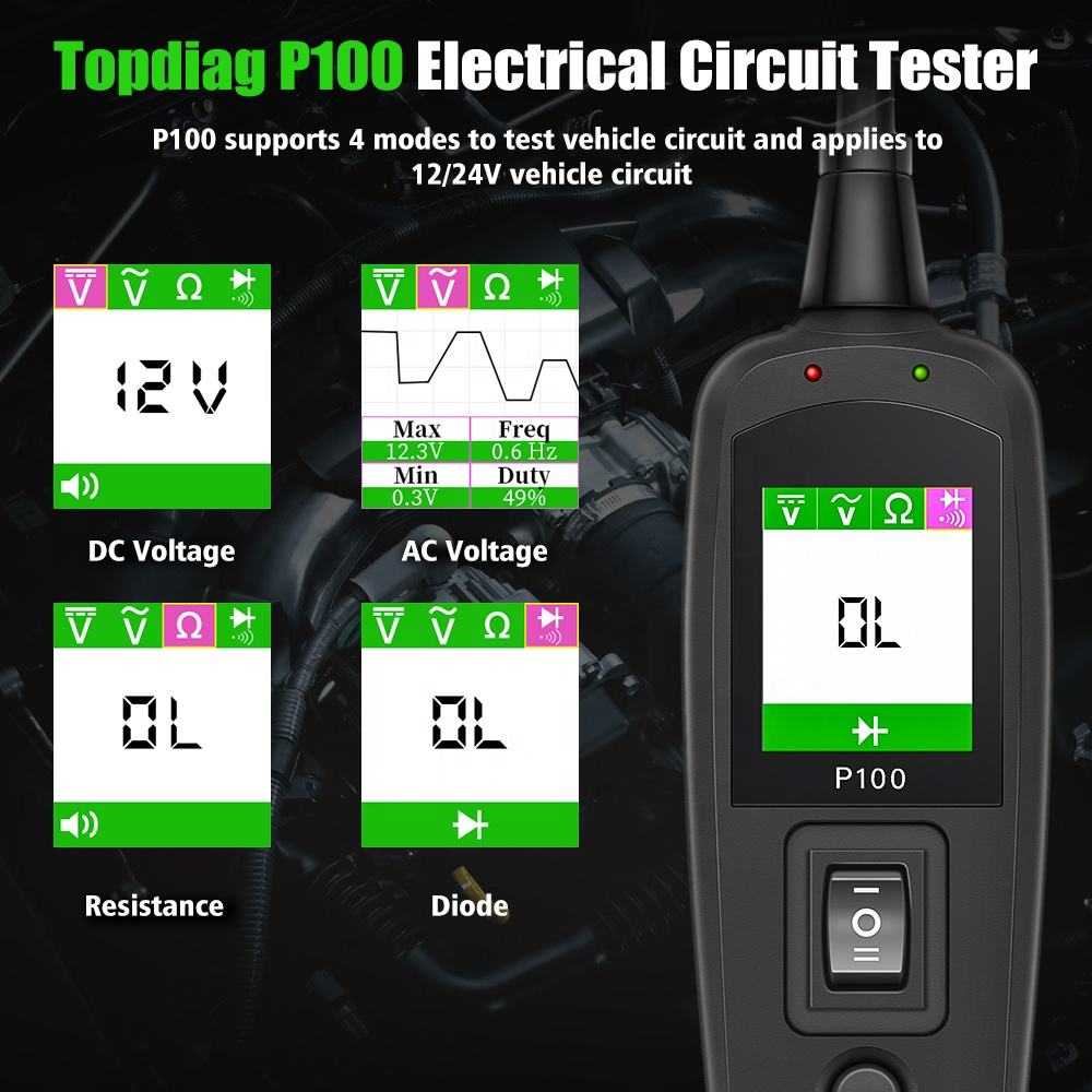 JDIAG P100 Bil Elektrisk Krets Testare - Diagnosverktyg