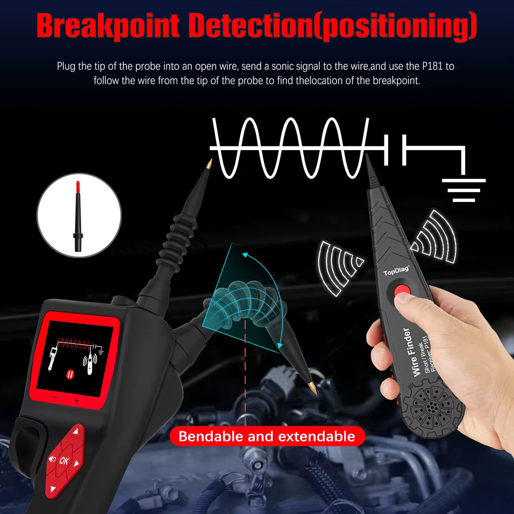 Topdiag P200 – Smart kretsprovare / Power Probe-testare med oscilloskop & batteritest (9–30V, 2,4″ TFT) Testverktyg