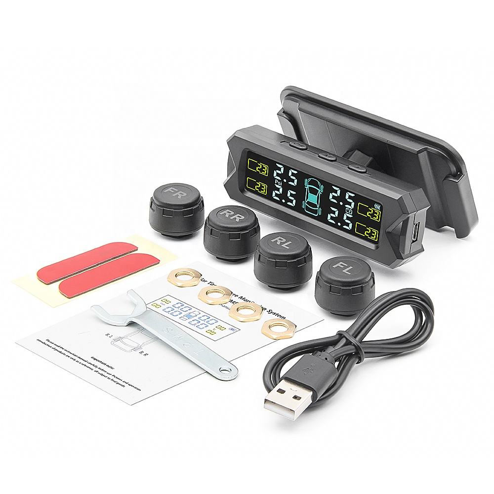 Solenergi TPMS Externa Sensorer för Bilstyrtryck