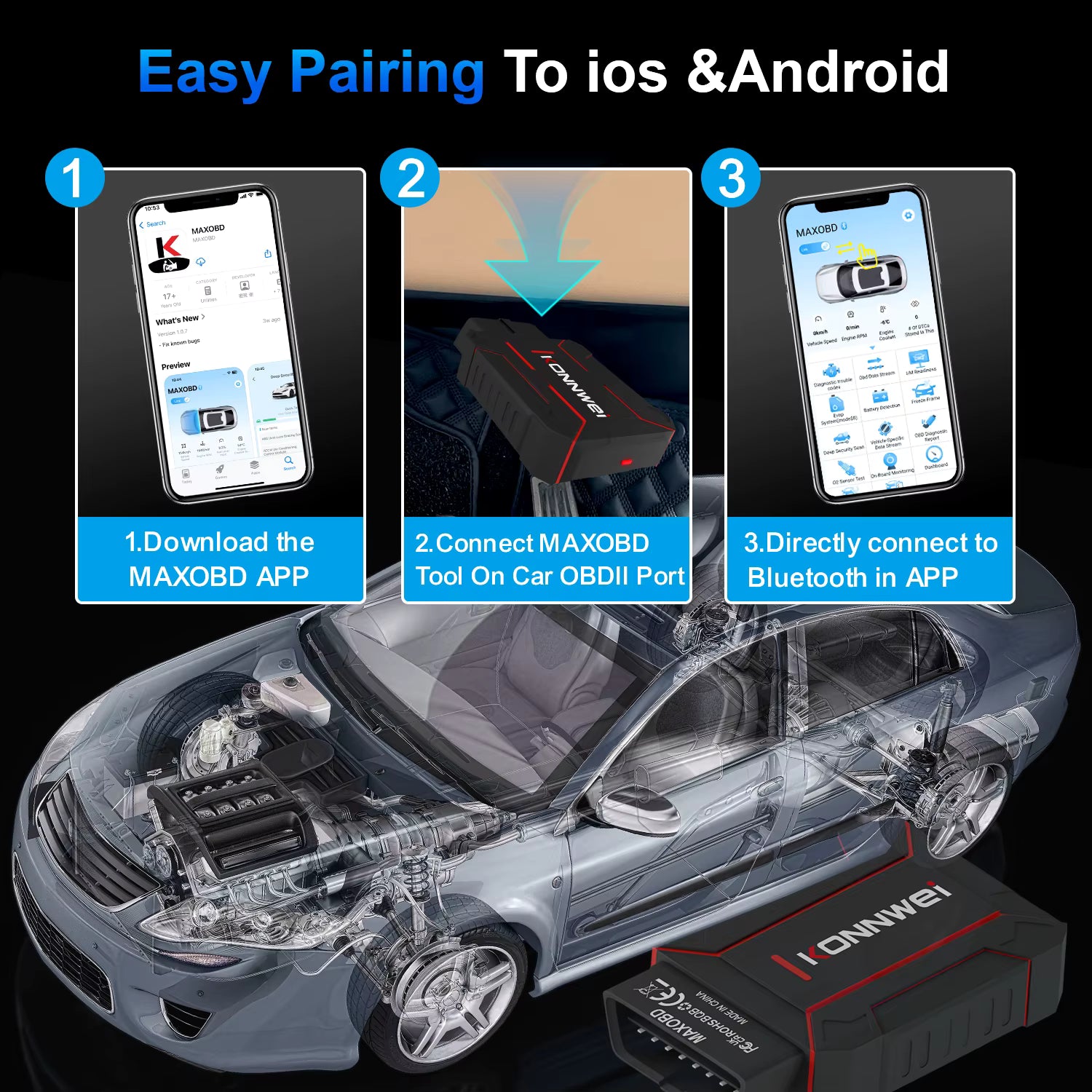KONNWEI MAXOBD BT5.2 OBD2 Scanner – Full Systems & App