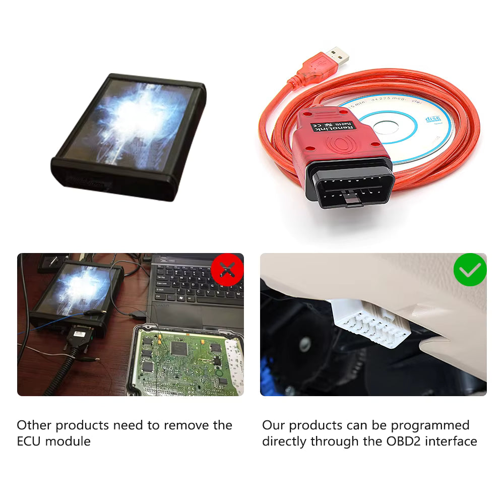 Renolink V2.11 OBD2 ECU Programmer (Röd) – för Renault & Dacia (SRS/ECM/UCH/EPS)
