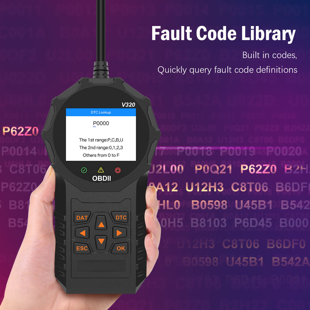 Hot Car Scanner V320 - OBD Diagnostik med 12 Funktioner Felkodsläsare
