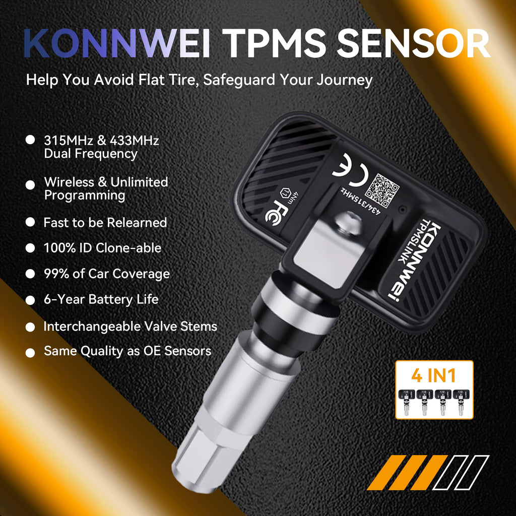 KONNWEI TPMSLINK universal TPMS-sensor 315MHz/433MHz
