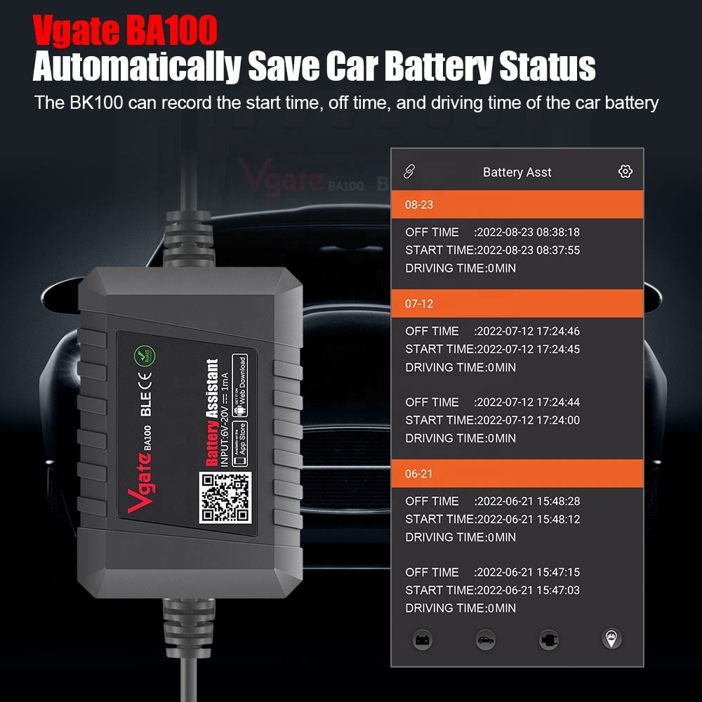 Vgate BA100 Auto 6V 12V Bilbatteri Tester & Diagnosverktyg